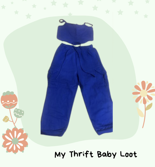 Preloved blue jogger with tank top set (3-4 years)